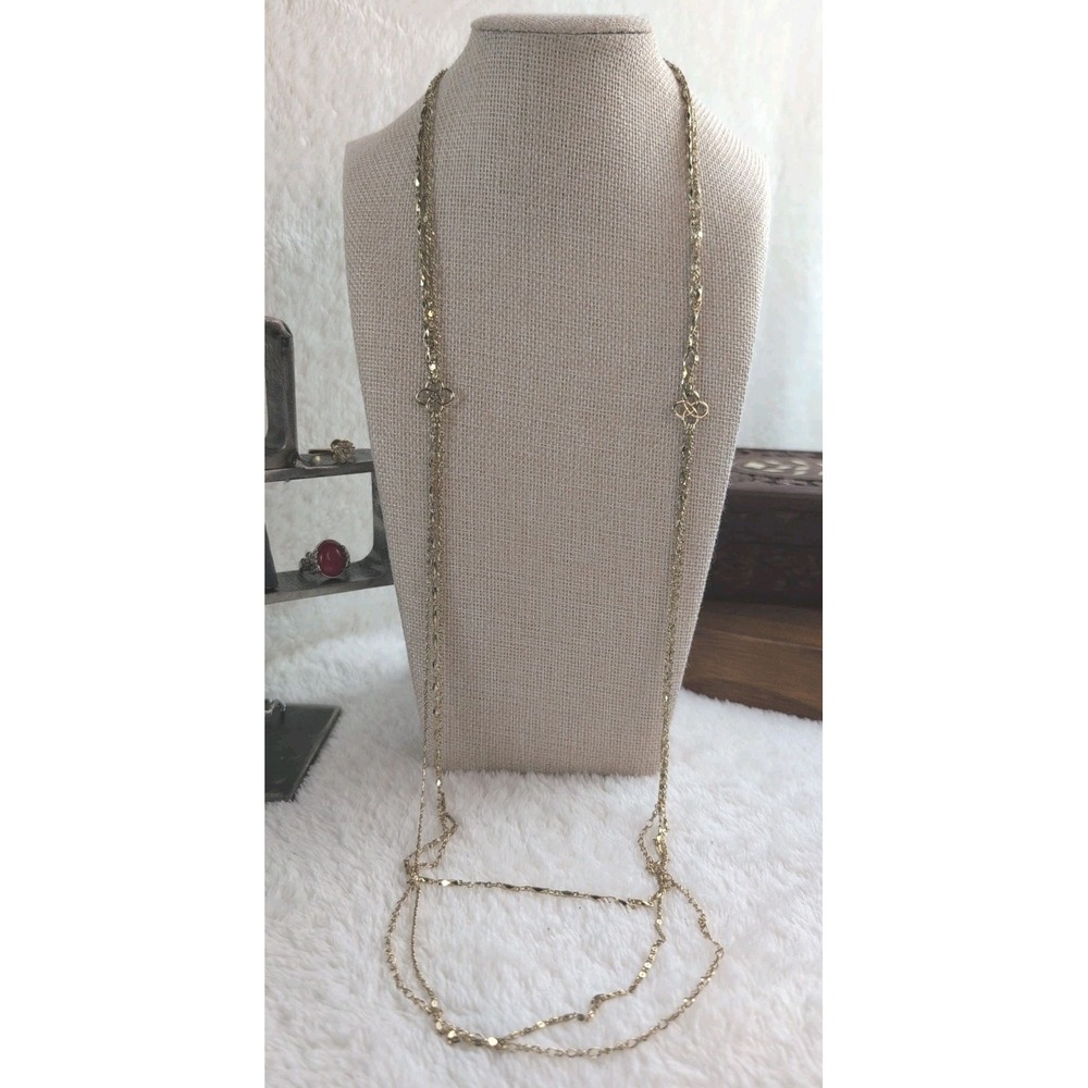 Vintage Gold-Tone‎ Multi-Strand Layered Chain Necklace 36" Textured Links